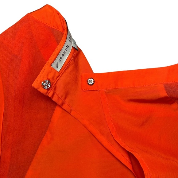 Search for Sanity Sleeveless Tank Top Neon Orange Colorful Mesh Cutout Small - Picture 4 of 5